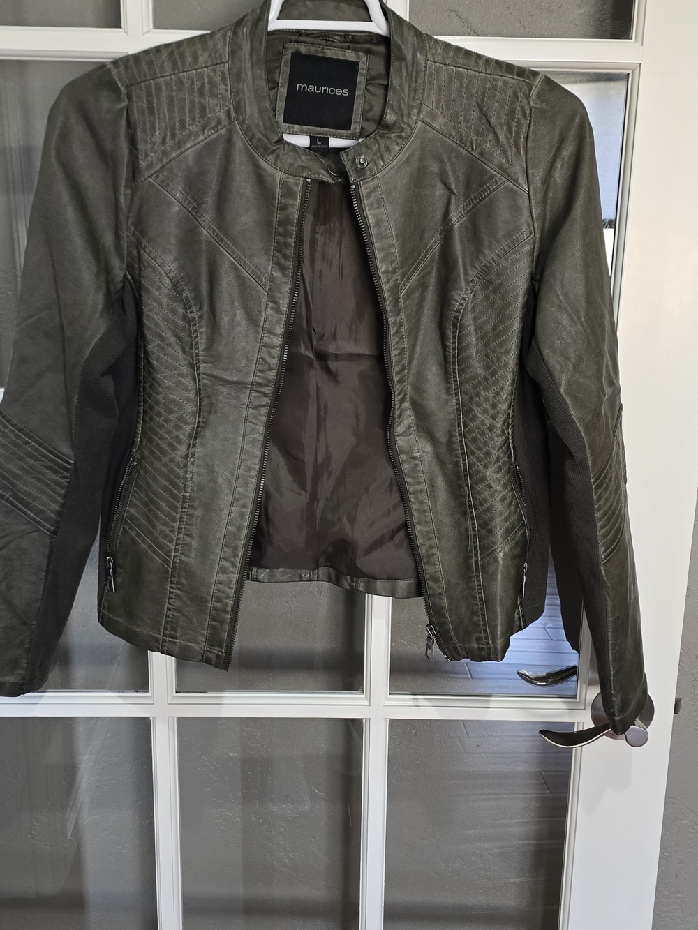 Maurices Olive Faux-Leather Moto Jacket